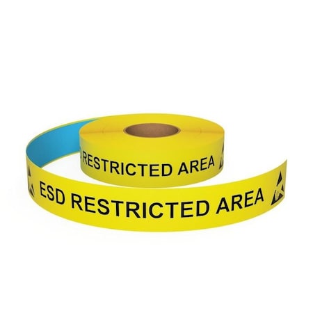 Ergomat 2inDurastripe In-Line Printing Yellow ESD, Type J: Yellow: ESD PROTECTED AREA DSIL250Y-ESD-TypeJ